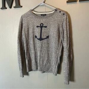 Nautica navy blue nautical anchor long sleeve knit sweater size small